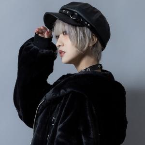 キャスケット レザー メンズ レディース ブラック 黒 ハーネス V