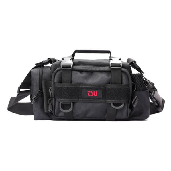 フィッシングバッグ 　ブラック　釣りバッグ 釣り  収納力抜群 手提げ ウエスト掛け メンズ レディ...