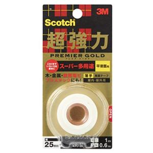 3M 両面テープ 超強力 スーパー多用途 薄手 幅25mm 長さ1ｍ スコッチ KPU-25 小巻 プレミアゴールド｜santa-ge