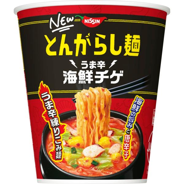 日清食品 日清のとんがらし麺 うま辛海鮮チゲ [うま辛練り込み麺] カップ麺 62g ×12個