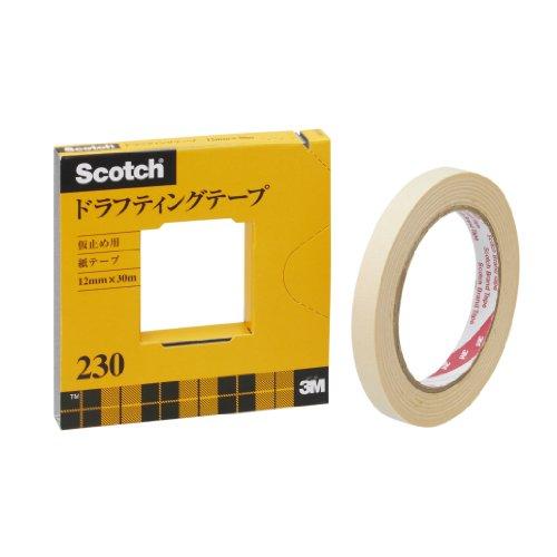 3M スコッチ マスキングテープ ドラフティングテープ カッター付 紙箱入り 12mm×30m 23...