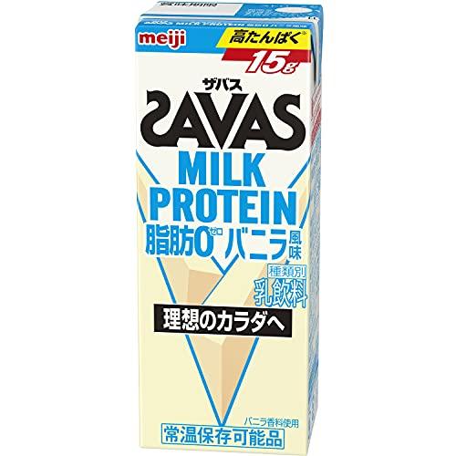 SAVAS(ザバス) MILK PROTEIN 脂肪0 バニラ風味 200ml×24 明治 ミルクプ...