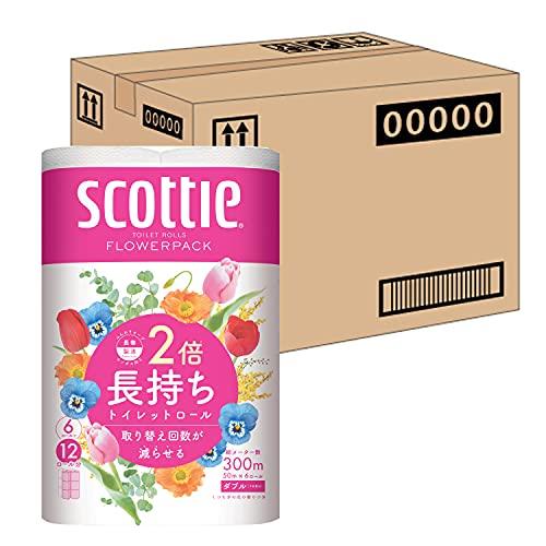 【ケース販売】 スコッティ フラワーパック 2倍巻き(6ロールで12ロール分) トイレット 50mダ...