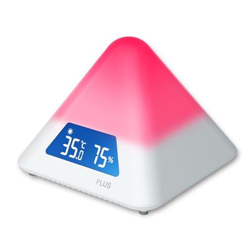 プラス 温度湿度計 熱中症対策 温湿度LEDアラーム 色でお知らせ カラー通知 4段階警告 (夏版・...