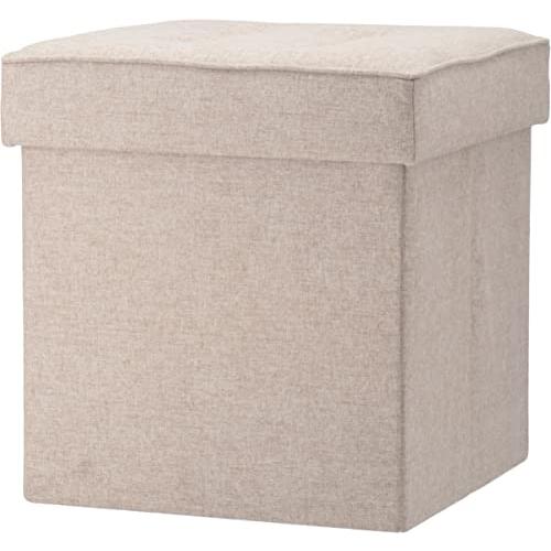 不二貿易 収納スツール 折りたたみ 幅38×奥行38×高さ40cm ベージュ オットマン 収納ボック...