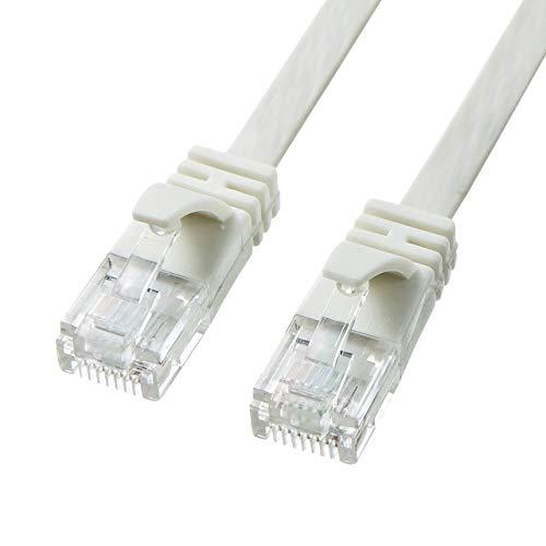 サンワサプライ CAT6A フラットLANケーブル モデム用 (5m) 10Gbps/500MHz ...
