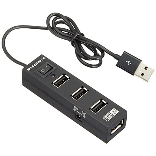 スイッチ付き4ポートUSBハブ ブラック PC-SH4PP1-K