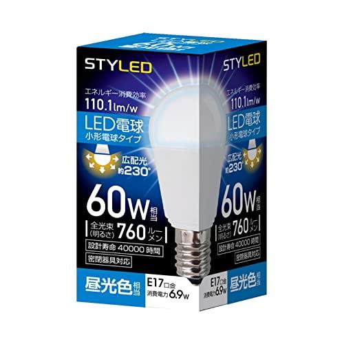 スタイルド LED電球 E17 昼光色 60W形相当 ミニクリプトン形 広配光タイプ 密閉器具対応 ...