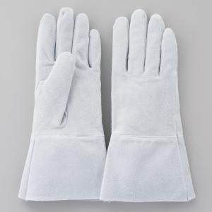 牛革クレスト床袖付手袋 裏出し R-513-S30 ホワイト L 柏田製作所