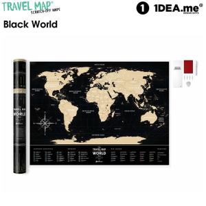 1DEA.me Travel Map Black World 世界地図 ポスター スクラッチ