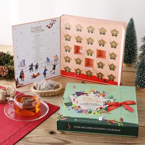 English Tea Shop X'MAS コレクション アドベントカレンダーリボン サーモンピンク / クリームグリーン クリスマス 紅茶 オーガニック