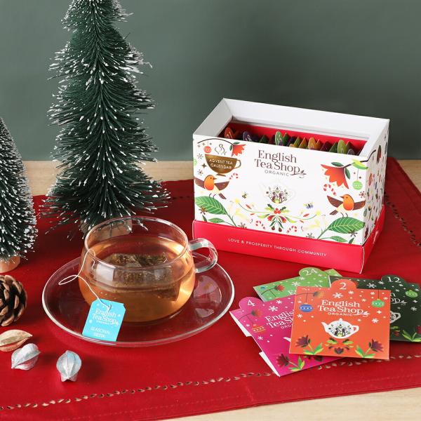 イングリッシュティーショップ アドベンティーカレンダー ティーバッグサシェ ホワイト レッド クリス...