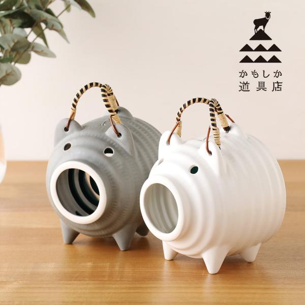 かもしか道具店 蚊遣りブタ 白 グレー 蚊やり 蚊遣 かやり 蚊取り線香入れ インテリア 萬古焼