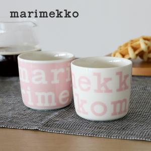 SALE 20%OFF 正規品 日本限定 marimekko マリメッコ LOGO ロゴ ラテマグ マリロゴ カラー70 ピンク ホワイト ハンドルなし 2個入り 2025秋冬