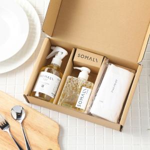 木村石鹸 SOMALI ギフトE 台所セット   キッチンクリーナー 台所用石けん かやおりふきん 敏感肌 キッチン 食器用洗剤 洗剤 ギフト セット そまり