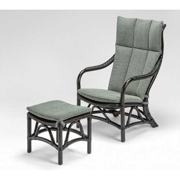 籐椅子 ラタンハイバックチェアー オットマン（足置き）無し 風間 ダークブラウン色