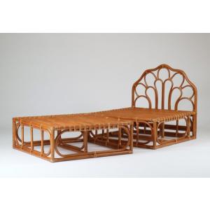 籐(ラタン)ベッド ヘッドボード付籐すのこベット シングル アジアン