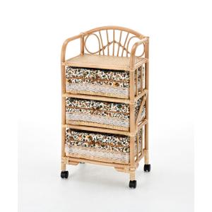 籐製ランドリーチェスト4段 完成品 衣類 おもちゃ 引出し 布張り