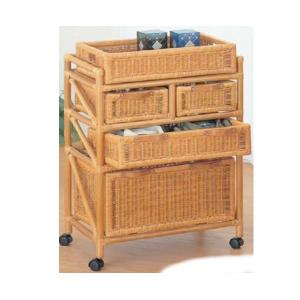 籐(ラタン)家具 ランドリーボックス 引出し 上カゴ付ワイドタイプ 60センチ幅 E-46 ラタン 収納