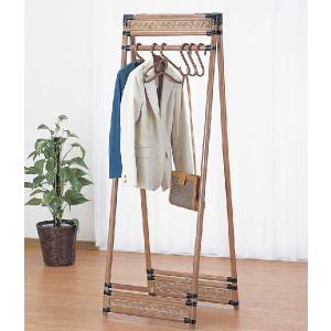 美品！ラタン　ハンガーラック アジアン家具 籐 ラタンハンガーラック 上棚付ワイドラック 巾120cm