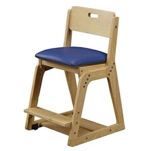 くろがね 木製学習椅子 おしゃれな合成皮革張りデスクチェア ミディアム色 (ブルー色合成皮革張り)の商品画像