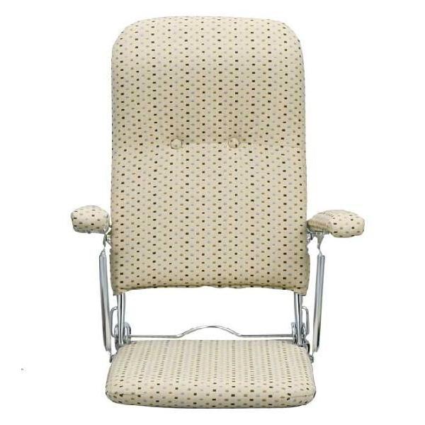 座椅子 座いす 肘掛付き布張り折りたたみリクライニング座椅子（肘付き） ベージュ色 国産品