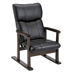 スーパーソフトレザー　高座椅子/イージーチェアー　リクライニング付き　大河　YS-1800H　ブラック色(黒色)　完成品
