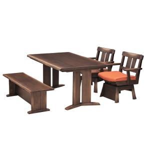 ハイタイプ高脚こたつセット ダイニングコタツ150センチ幅 長方形+椅子2脚+ベンチ ブラウン色の4点セット