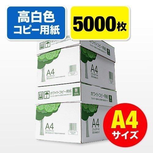 コピー用紙 A4 5000枚 500枚×10冊 玄関までお届け 高白色 白い ホワイト 用紙 OA用...