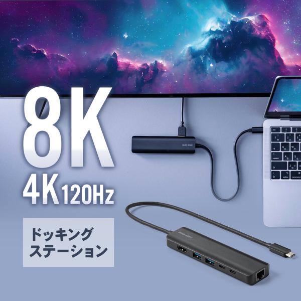 ドッキングステーション USB Type-C USBハブ HDMI 8K/4K 120Hz対応 有線...