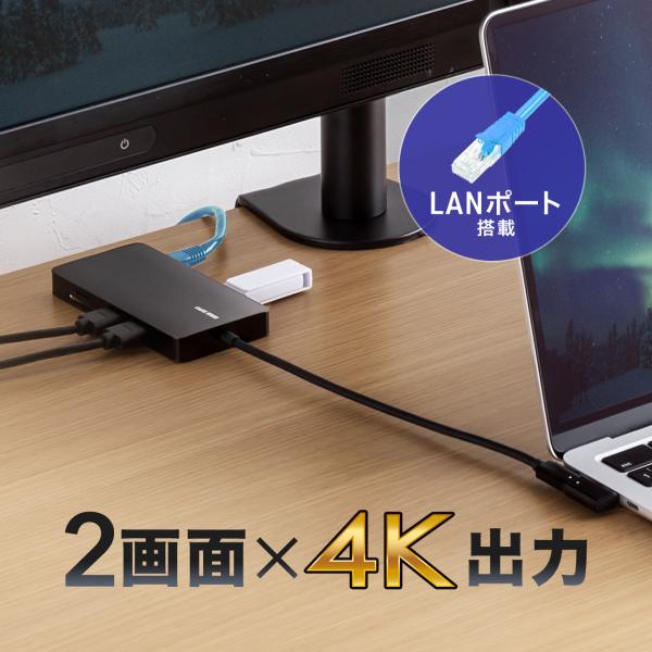 ドッキングステーション HDMI 2つ 2画面 出力 4K/60Hz 対応 USB-C Type-C...
