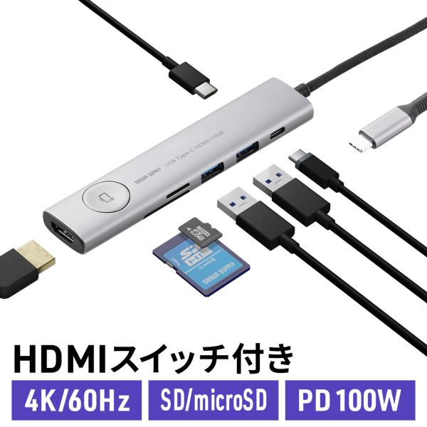 ドッキングステーション USB Type-C 画面ON/OFF スイッチ付き HDMI 4K/60H...