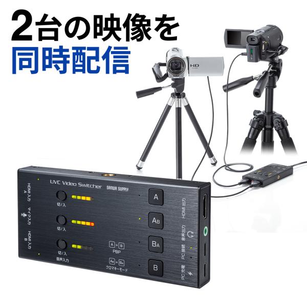 HDMIキャプチャー 2入力 2台映像同時配信 音声出力 USBPD60W対応 WINDOWS MA...