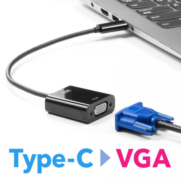 USB Type-C VGA 変換 アダプタ コネクタ ケーブル 20cm 会議 授業 モニター プ...