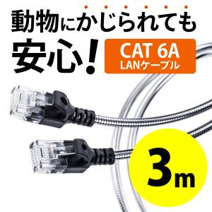 LANケーブル CAT6A 3m カテゴリ 6A カテ6A ギガ 金属性 ツメ折れ防止 ランケーブル 高速