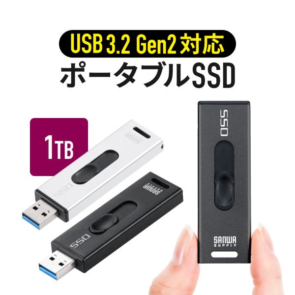 スティック型SSD 1TB 外付け ポータブルSSD テレビ録画 TV録画用 超小型 USB3.2(...