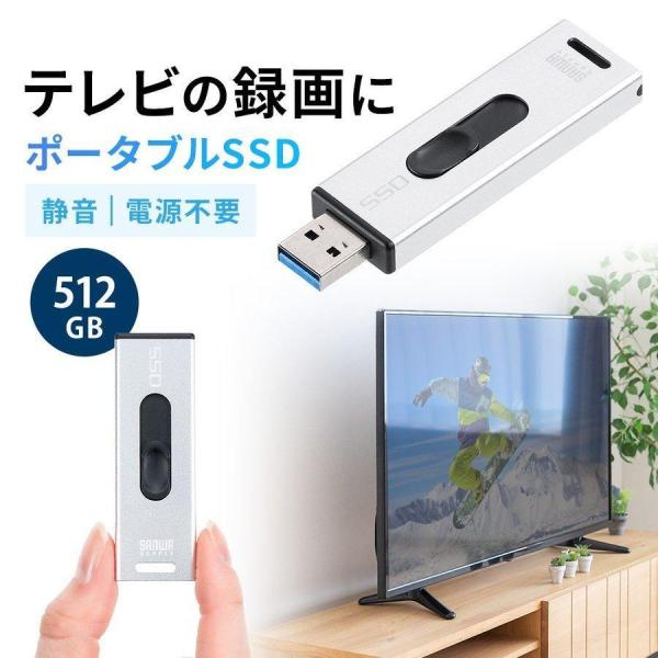 スティック型SSD 512GB 外付け ポータブルSSD テレビ録画 TV録画用 超小型 USB3....