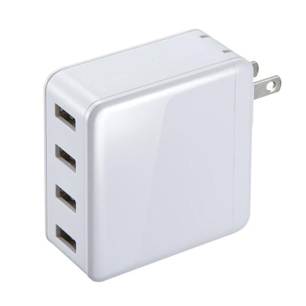 USB充電器 合計6A 4ポート ホワイト（ACA-IP54W）