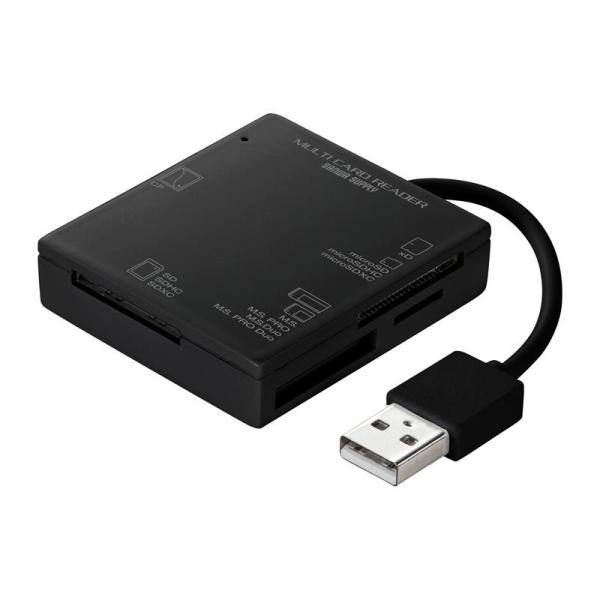 USBマルチカードリーダー SD microSD CF MS xD対応 USB2.0 USB A接続...