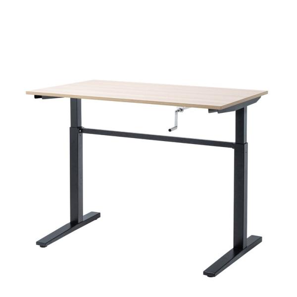 サンワサプライ 昇降デスク W1200×D700 手動昇降 薄い木目（ERD-SH12070LMN）