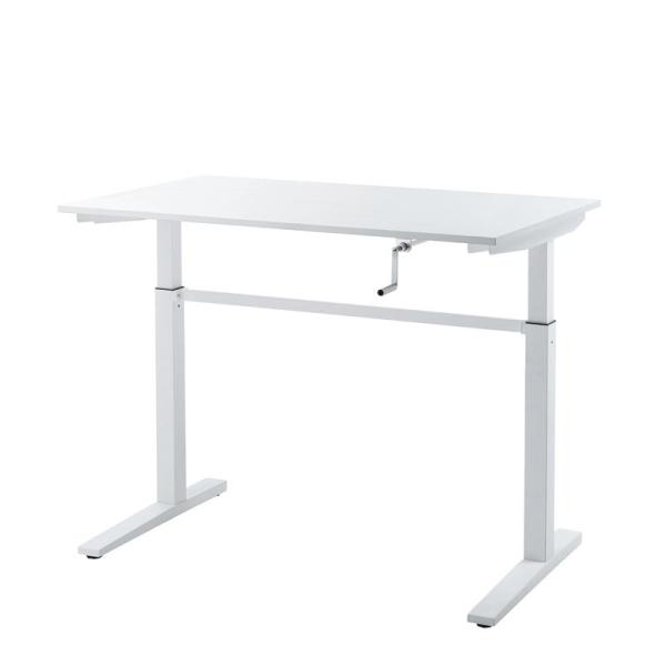 サンワサプライ 昇降デスク W1200×D700 手動昇降 ホワイト（ERD-SH12070WN）