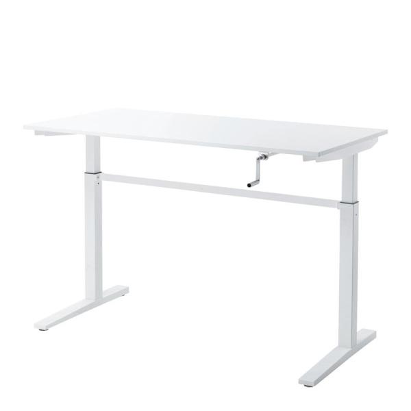 サンワサプライ 昇降デスク W1400×D700 手動昇降 ホワイト（ERD-SH14070WN）