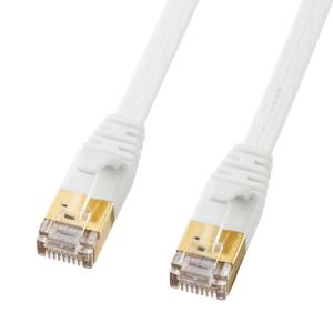 LANケーブル カテゴリ7 CAT7 カテ7 ウルトラフラット 薄い LAN ケーブル ランケーブル 通信 ノイズに強い 10GBASE 対応 10m ホワイト（KB-FLU7-10W）｜sanwadirect