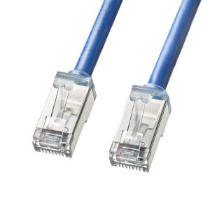 CAT6A カテゴリ6A LANケーブル インターネットケーブル 3m STP 超ショートブーツ 超高速 ツメ折れ防止カバー ブルー KB-T6ASB-03BL｜sanwadirect