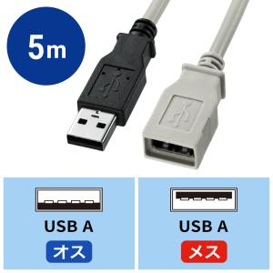 SANWA SUPPLY（サンワサプライ） USB延長ケーブル 1m ライトグレー（KU