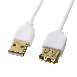 極細USB延長ケーブル A-Aメス延長タイプ ホワイト 2.5m（KU-SLEN25WK）｜sanwadirect