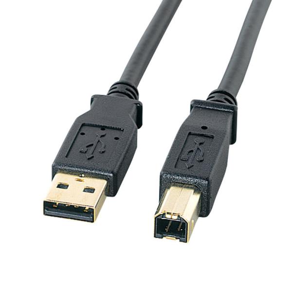 USB2.0ケーブル 金メッキ ブラック 5m（KU20-5BKHK2）
