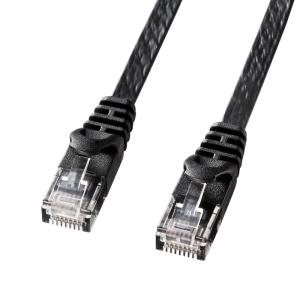 LANケーブル カテゴリ6 CAT6 カテ6 LAN ケーブル ランケーブル フラット 薄型 薄い 通信 より線 ツメ折れ防止 1m ブラック（LA-FL6-01BK）｜sanwadirect