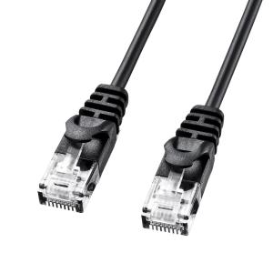 LANケーブル カテゴリ6 CAT6 カテ6 LAN ケーブル ランケーブル 極細 細い 柔らか 通信 より線 ツメ折れ防止 1m ブラック（LA-SL6-01BK）｜sanwadirect