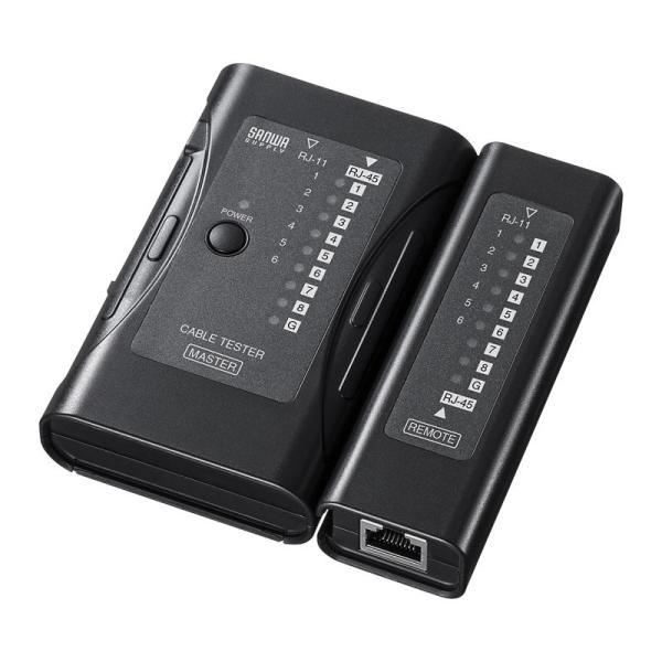 LANチェッカー LANケーブルテスター RJ-45/RJ-11 LEDライト付き（LAN-TST6...